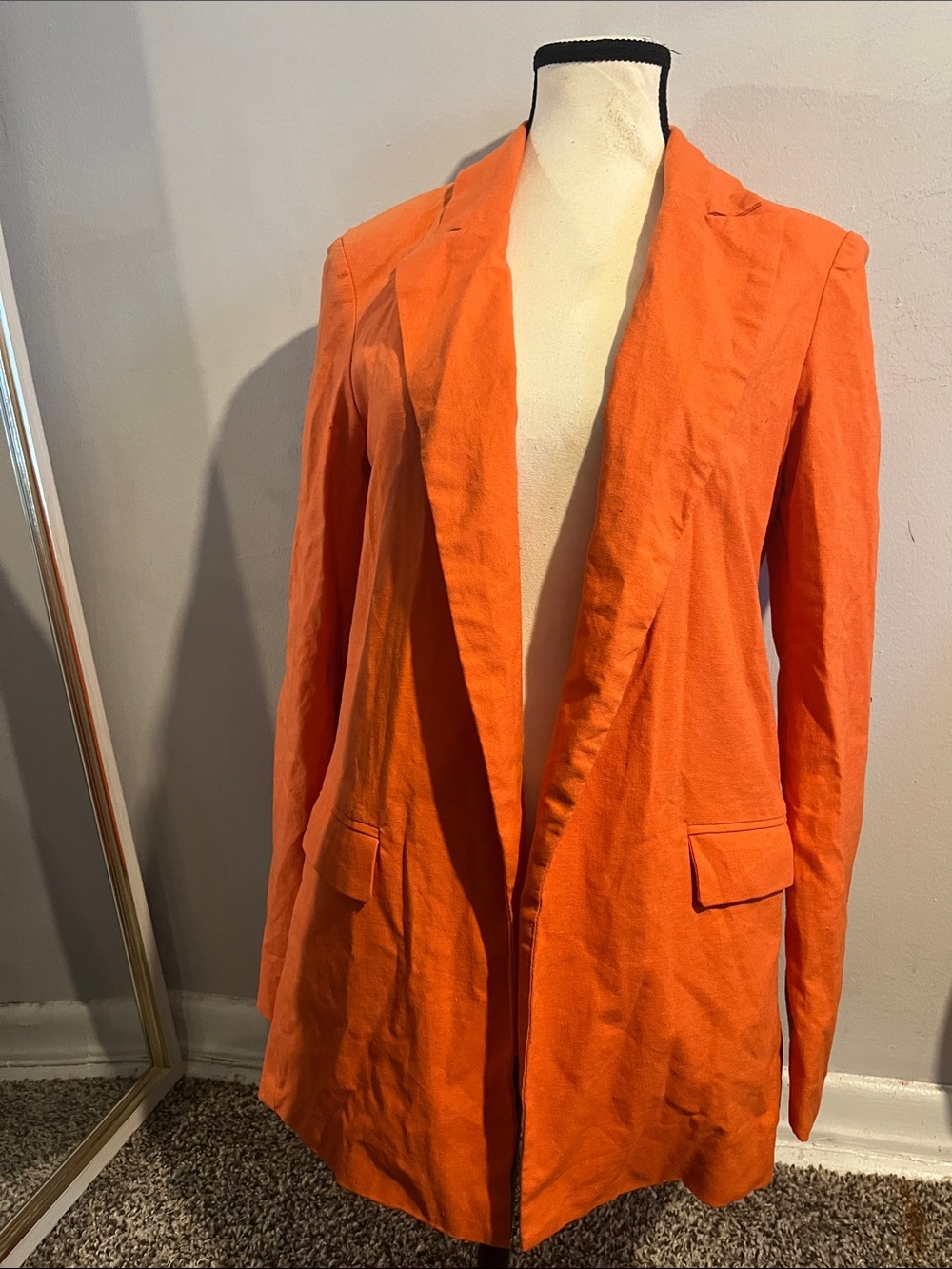 Tailored Orange Open-Front Women's Blazer Jacket
